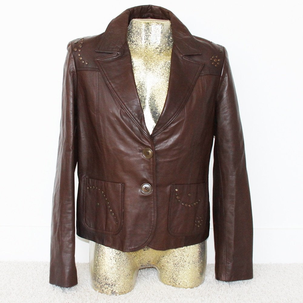 Prachtige Zacht Leren Transmission Jas (L) € 75,-, Bruin, Verzenden, Transmission, Maat 42/44 (L)