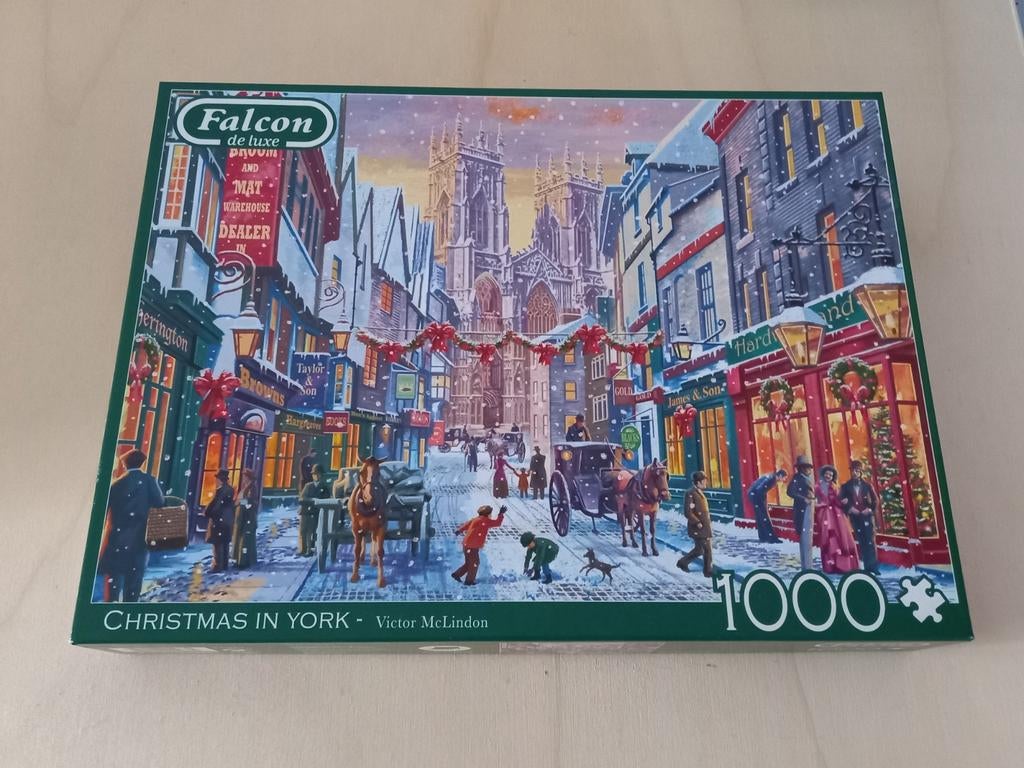 Falcon puzzel 1000 stuks - Kerstmis in New York, Ophalen of Verzenden, 500 t/m 1500 stukjes, Gebruikt, Legpuzzel