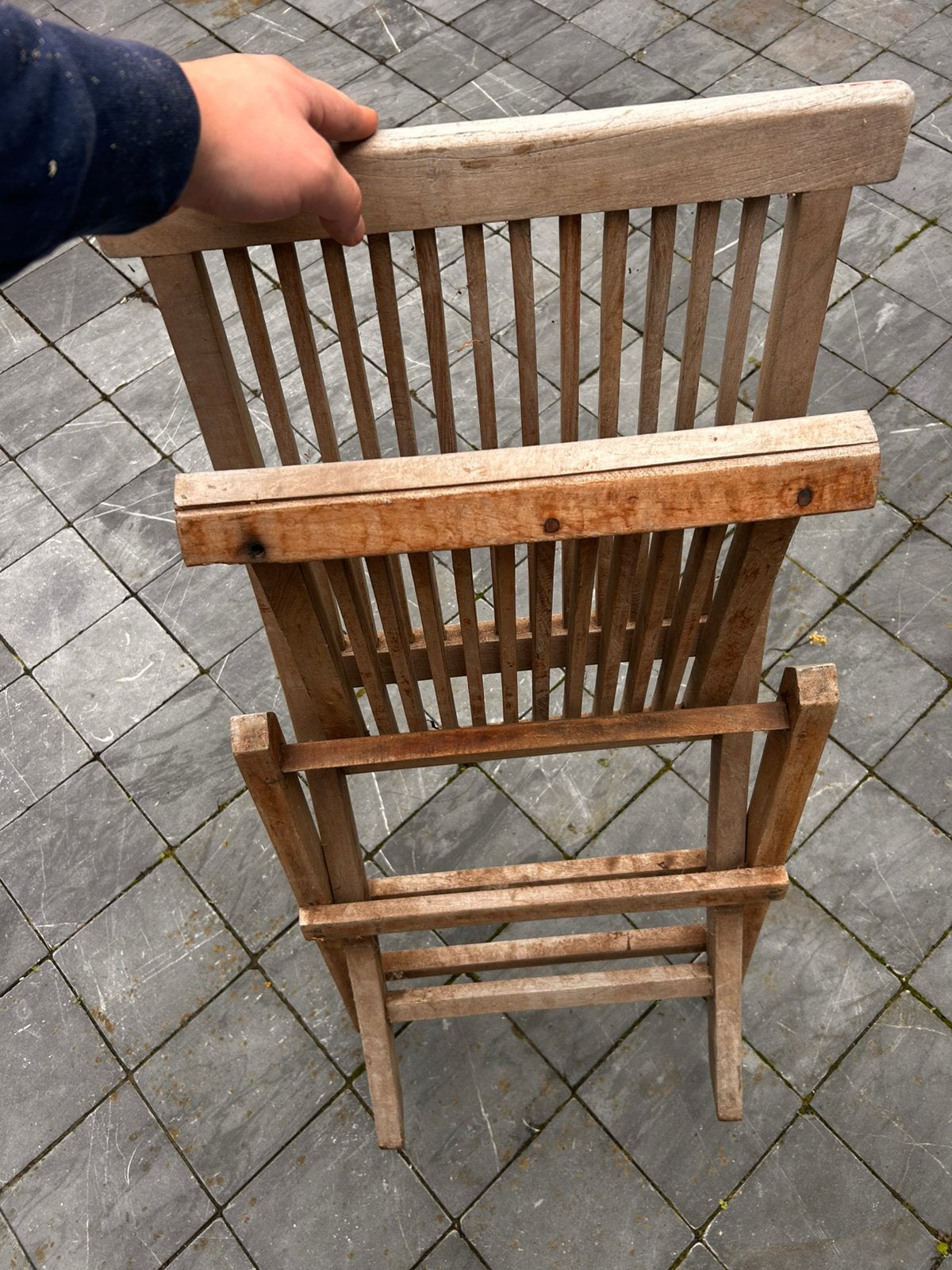 4 Teak tuinstoelen, Ophalen, Gebruikt, Hout
