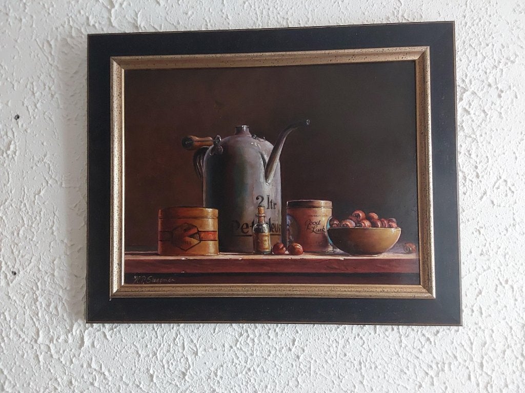 Schilderij H.P Steegman 30x40 item B, Antiquités & Art, Enlèvement ou Envoi, Autres techniques, Panneau, Encadré