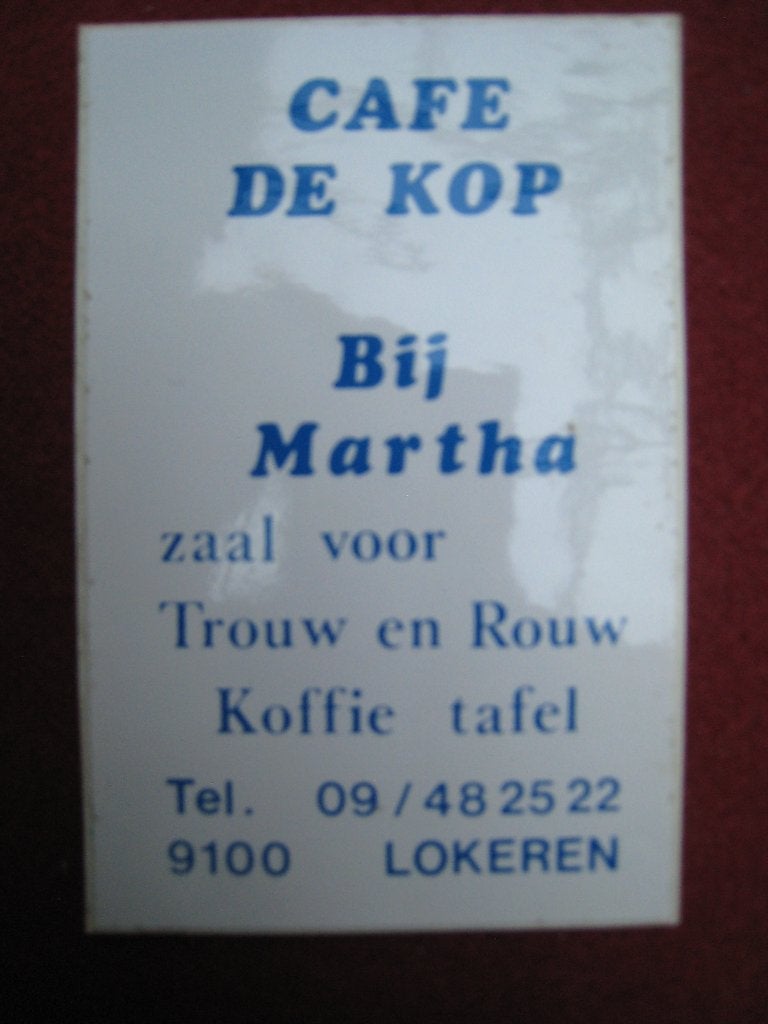 Vintage Sticker Cafe De Kop Bij Martha Lokeren O-VL, Envoi, Utilisé, Société ou Association