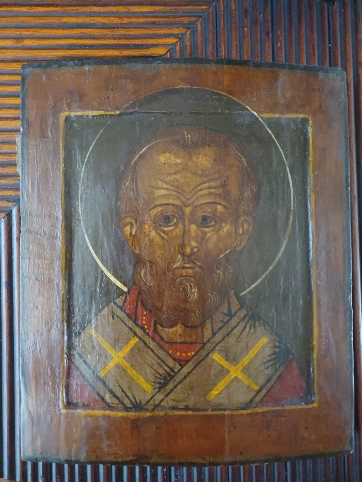 Icône russe ancienne - XIXe siècle - Saint Nicolas, Enlèvement ou Envoi