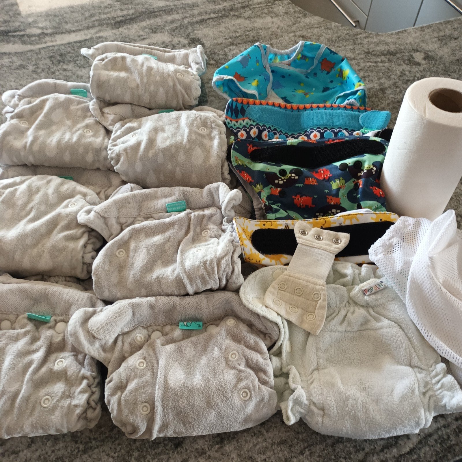 7 herbruikbare pampers en 4 overbroekjes, linnenzak en pampe, Enfants & Bébés, Vêtements de bébé | Autre, Enlèvement