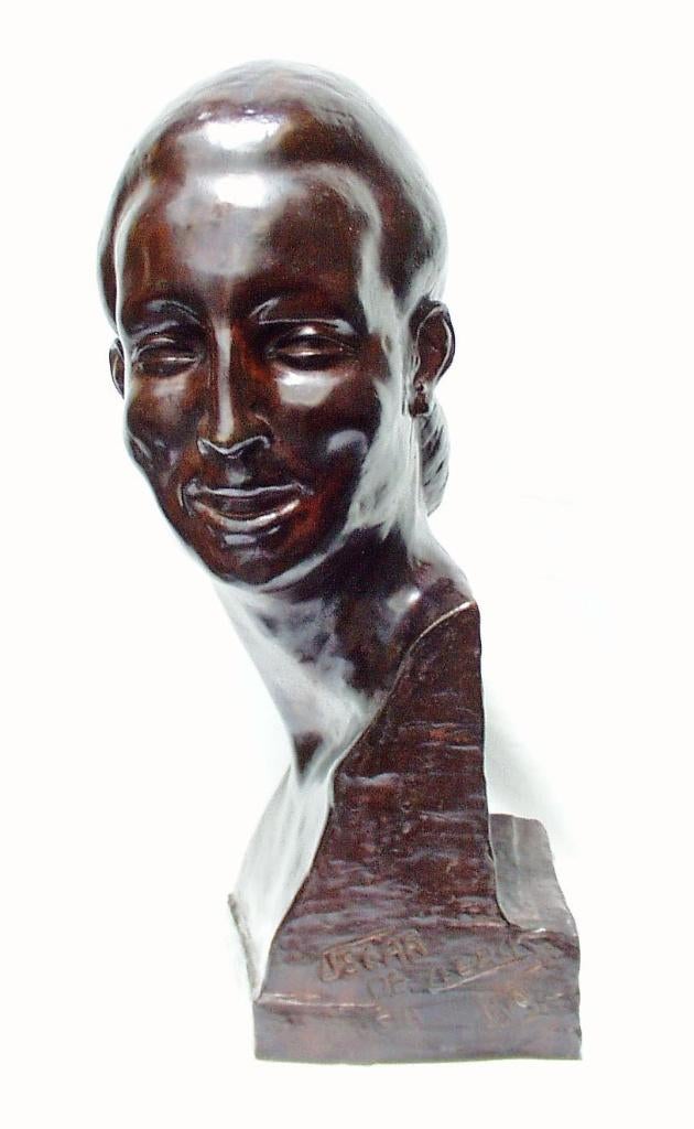 Oscar De Clerck - Buste - USA 1919., Antiek en Kunst, Art deco, Gemerkt, Buste, Brons