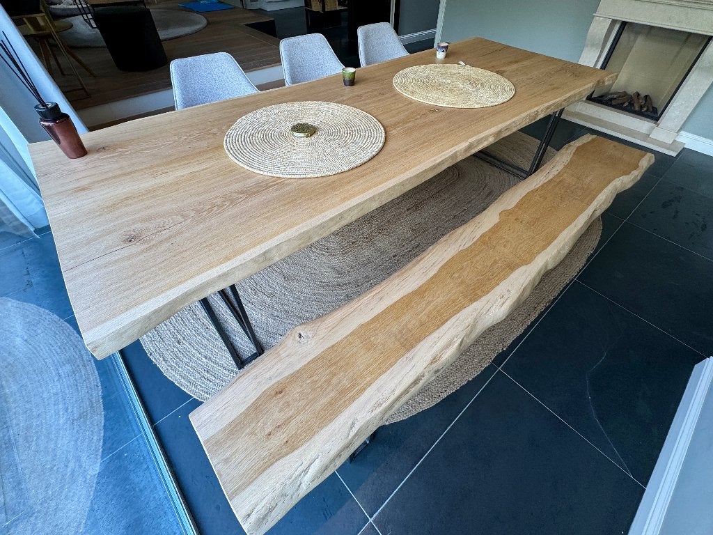 Lichteiken boomstam bank 270cm (45mm), Ophalen, Minder dan 50 cm, Eikenhout, 200 cm of meer