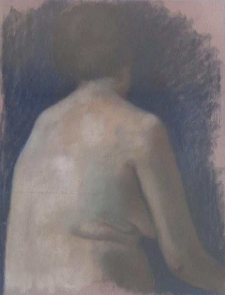 ONBEKEND / RUGGELINGS NAAKT / ORIGINEEL WERK / 83x69cm KADER, Ophalen