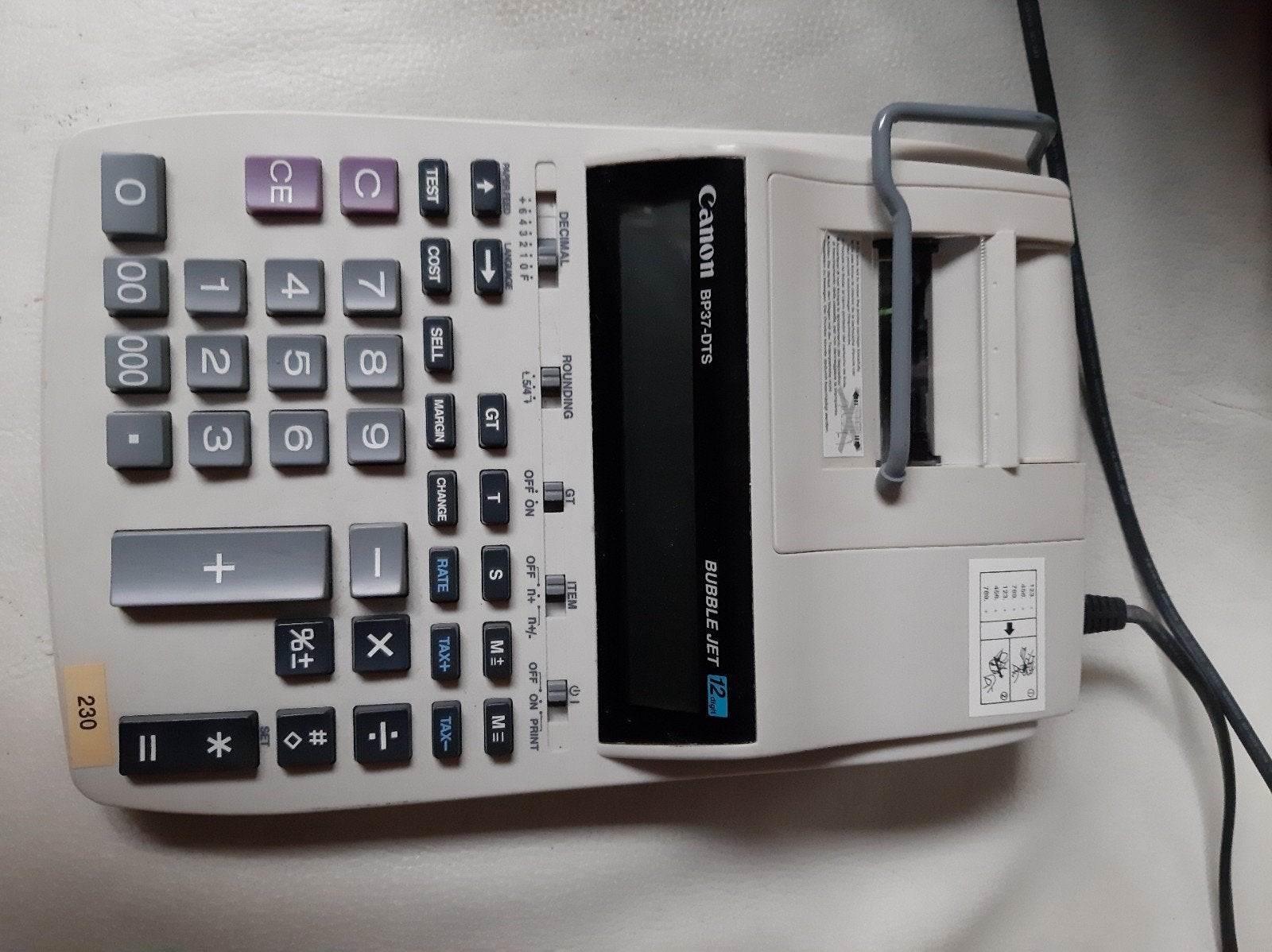 Canon calculatrice imprimante, Enlèvement
