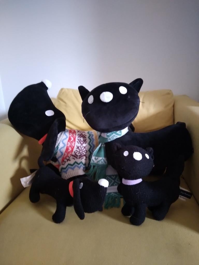 Takkie en Siepie Knuffel (Jip&Janneke) - 4 stuks, Enfants & Bébés, Jouets | Peluches, Hema, Overige karakters, Chat, Noir