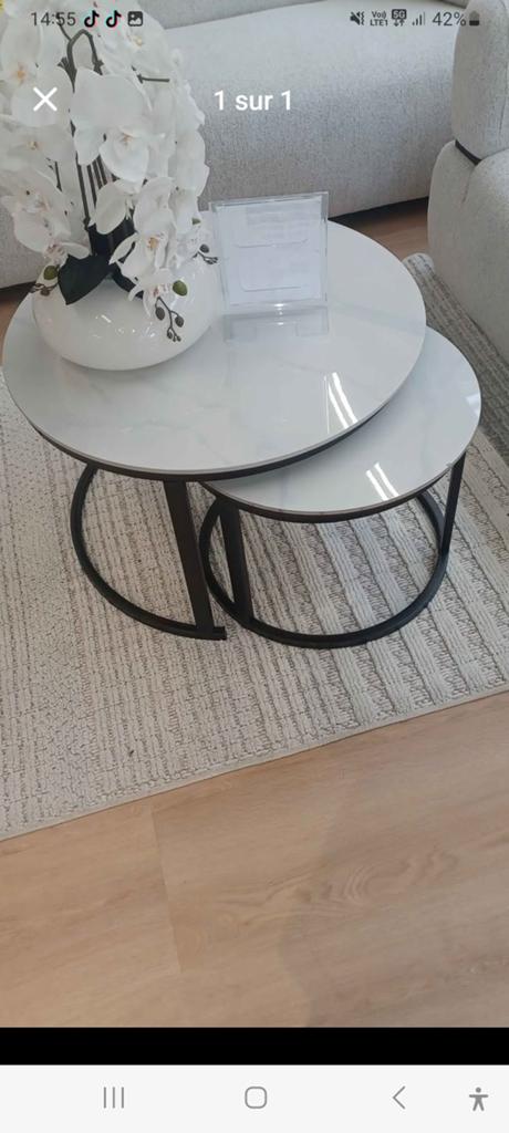 Lots de deux tables basses empillable neuve, Maison & Meubles, Enlèvement