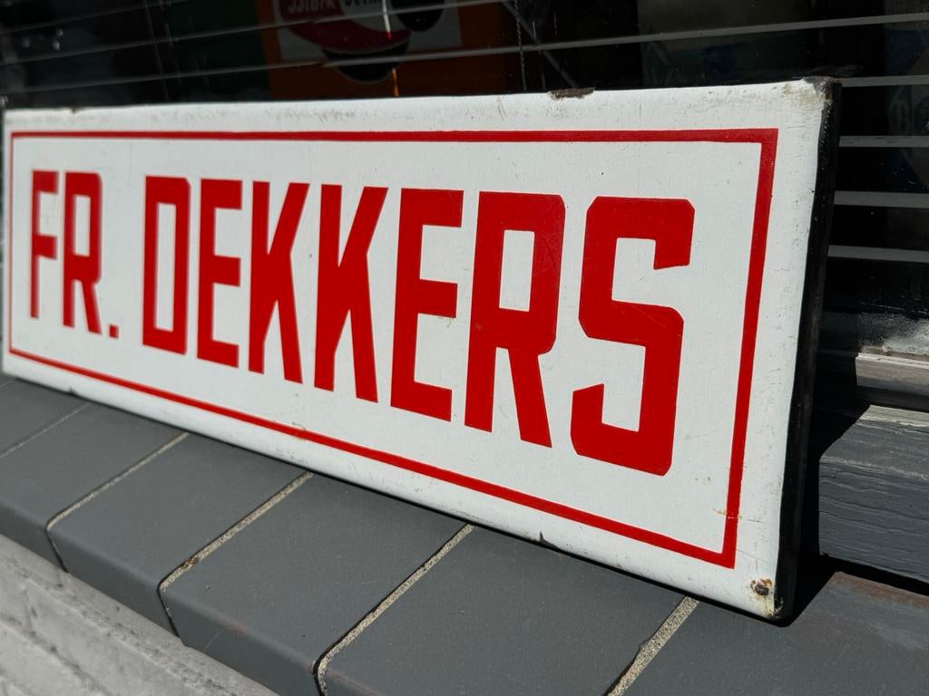 FR. dekkers emaille reclamebord, Antiek en Kunst, Ophalen of Verzenden