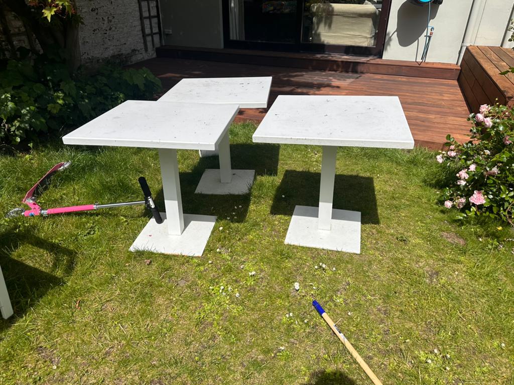 Tables et chaises de jardin., Enlèvement, Utilisé, Carré, Aluminium