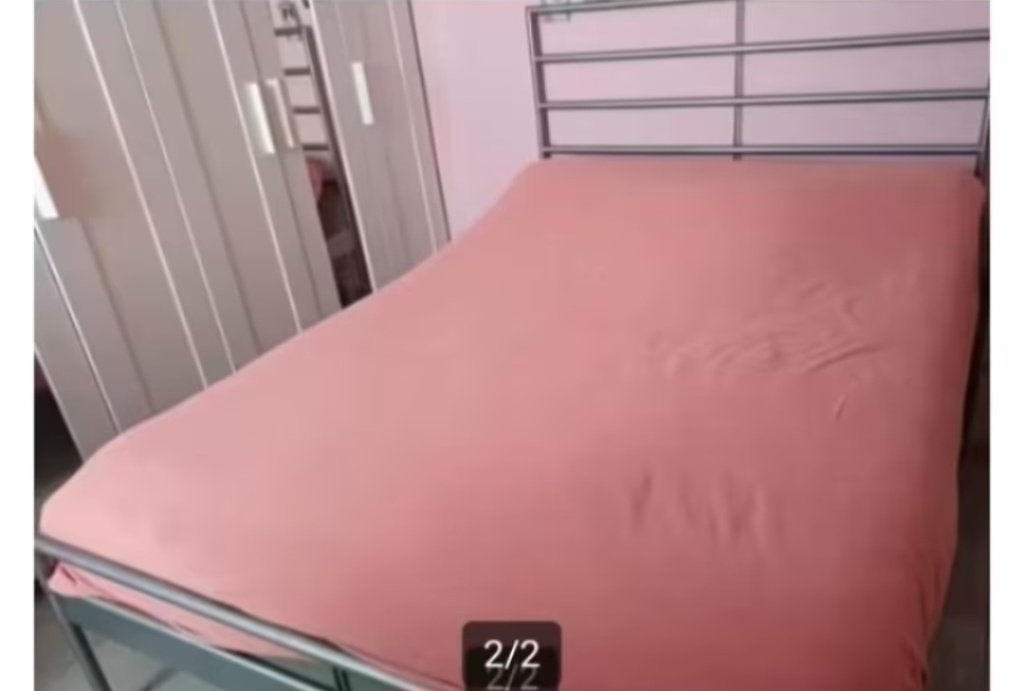 2 persoonsbed ikea, Maison & Meubles, Chambre à coucher | Lits, Gris, 140 cm, Enlèvement, Utilisé