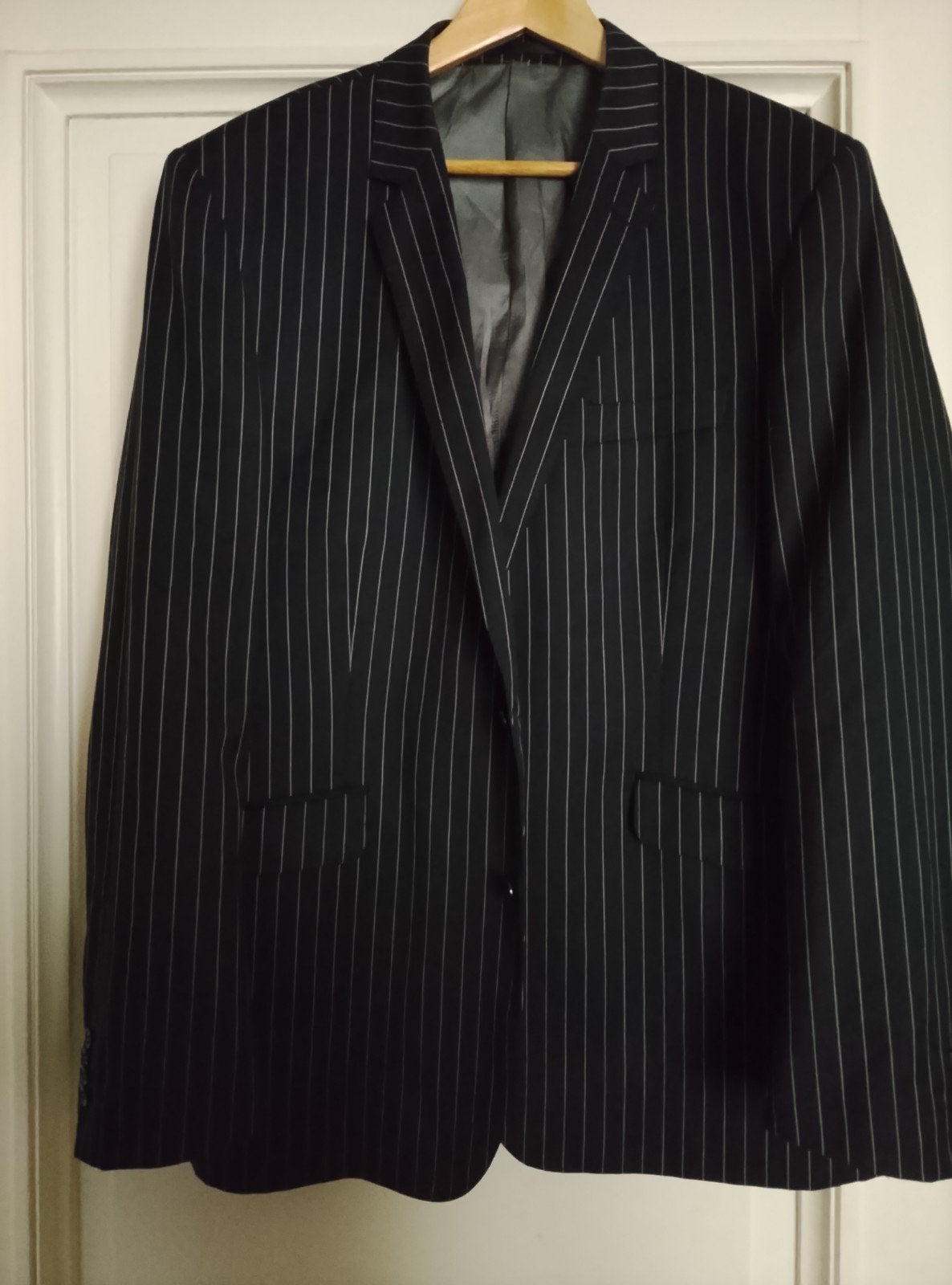 Batistini - zwarte blazer met krijtstreep, maar 56, Zwart, Ophalen of Verzenden, Batistini, Maat 56/58 (XL)