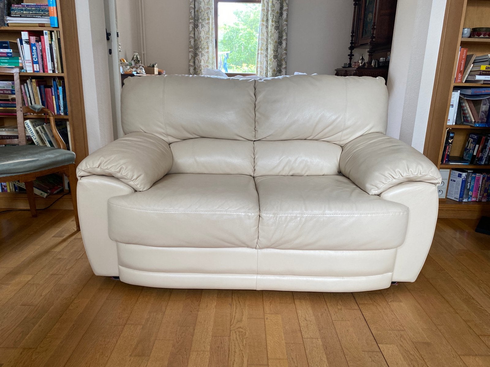2 canapés de marque Oliva, cuir beige clair, 150 à 200 cm, Enlèvement, Utilisé, Années ´90.