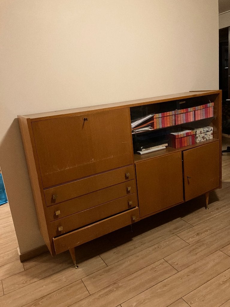 Armoire années 60, 100 à 150 cm, Utilisé, Autres essences de bois, 50 à 75 cm