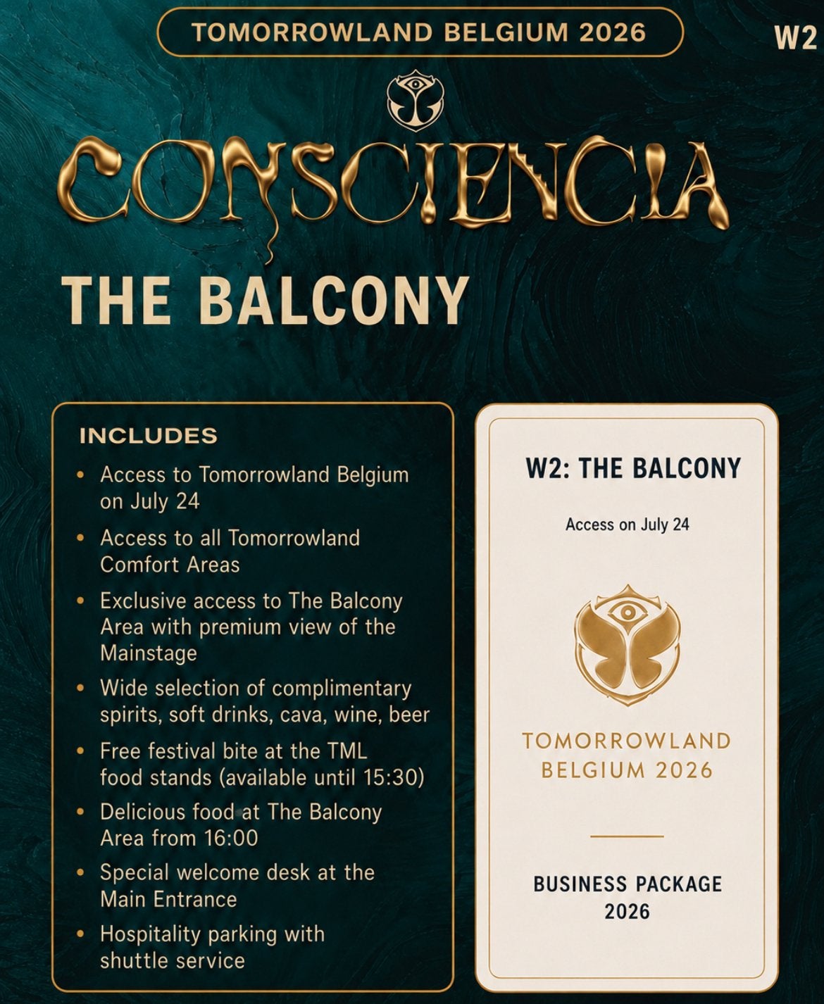 Tomorrowland balcony 26/07 4 places
