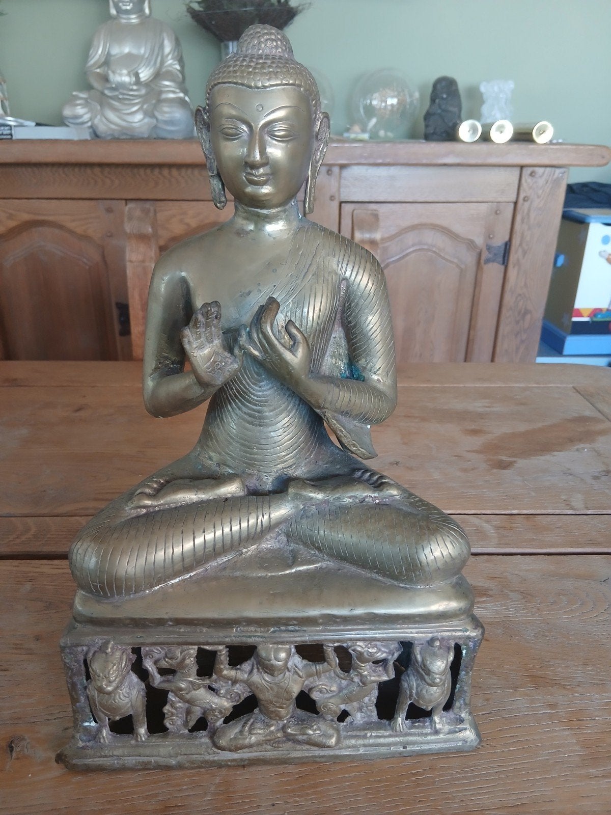 Antiek Bronzen Boeddhabeeld, Ophalen, Massief