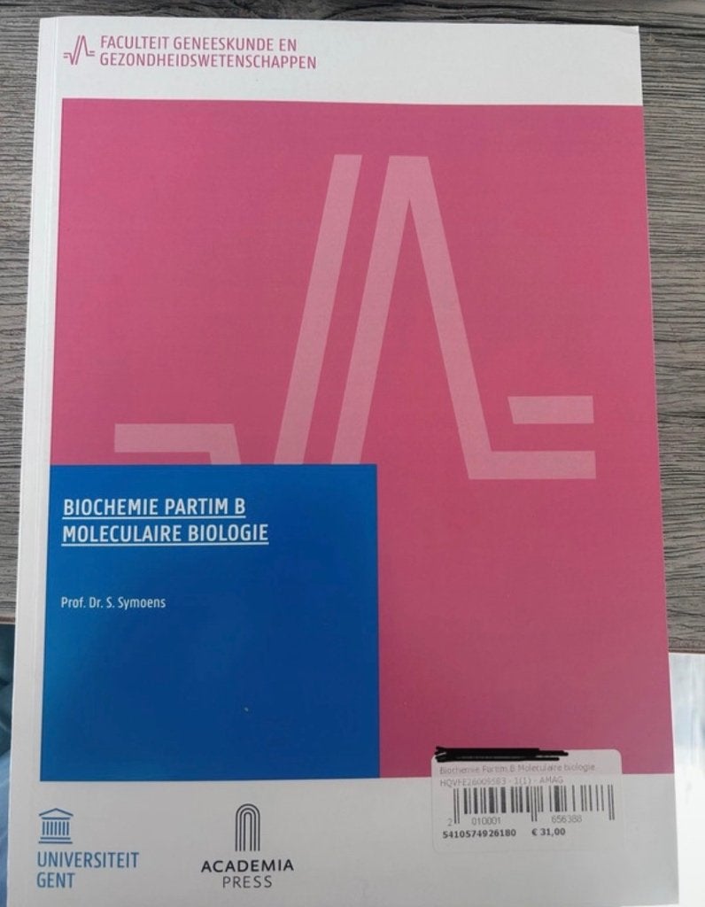 Biochemie partim Moleculaire biologie, Overige vakken, S. Symoens, Nieuw, Ophalen of Verzenden