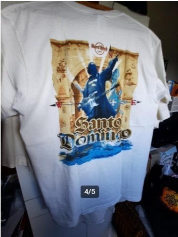 T-Shirt "Hard Rock Café - Santa Domingo (ook voor Dames), Neuf, Enlèvement ou Envoi, Blanc, Taille 48/50 (M)