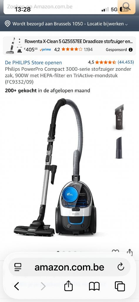 Stofzuiger Philips bijna nieuw, Elektronische apparatuur, Stofzuigers, Ophalen, Philips, Geschikt voor harde vloeren, Zo goed als nieuw
