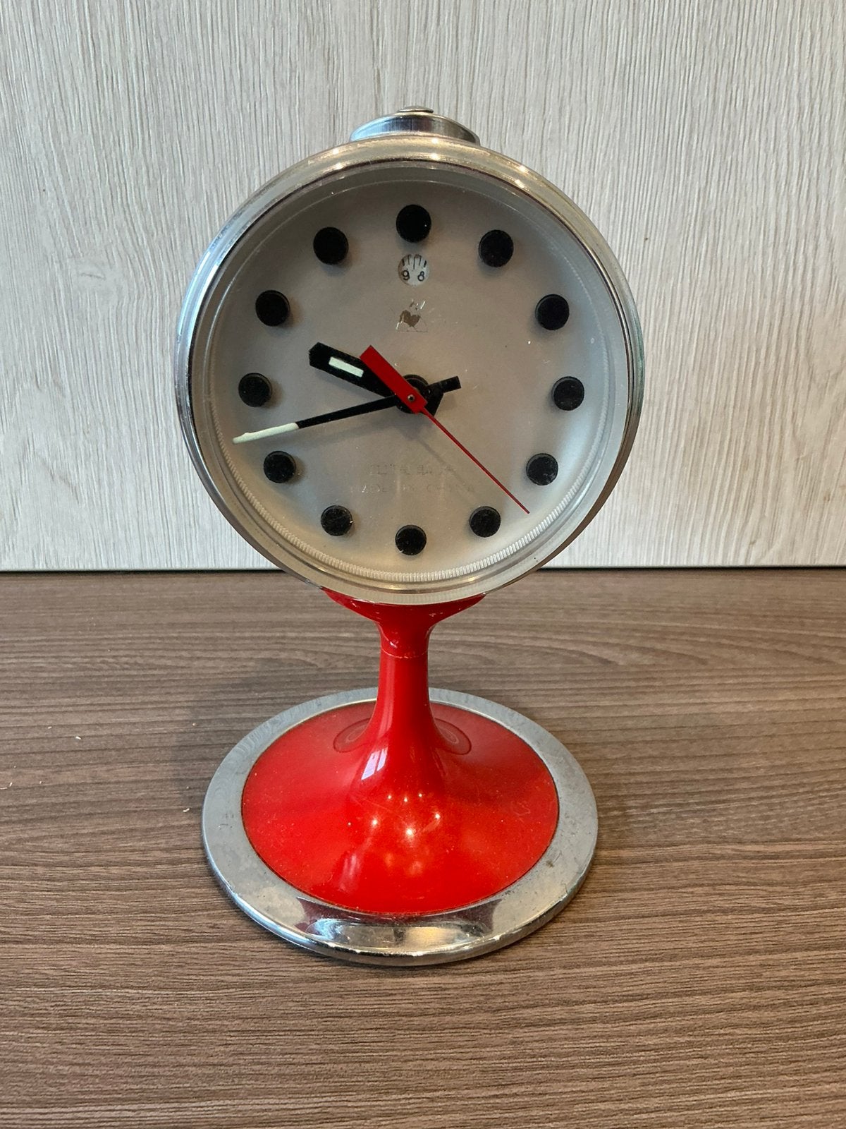 Vintage space age wekker jaren 70, Vintage, Ophalen of Verzenden, Zo goed als nieuw, Wekker