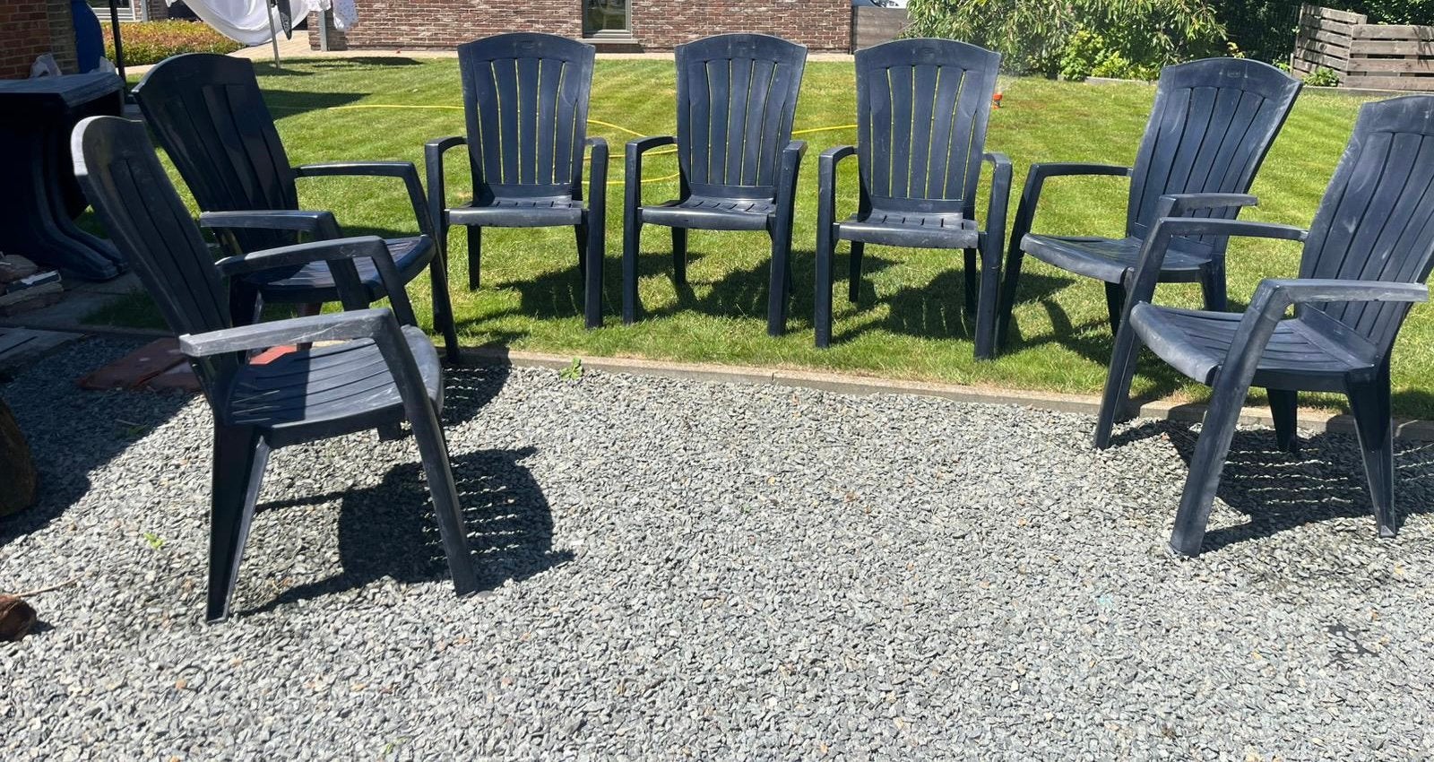 Jardin tuinstoel 65x61x99cm, Tuin en Terras, Ophalen, Gebruikt, Kunststof, Stapelbaar