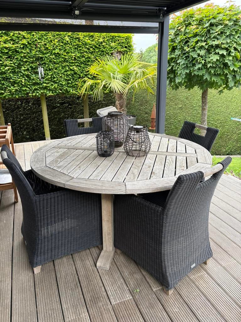Table teck et et chaise terrasse, Enlèvement, Utilisé, Chaise