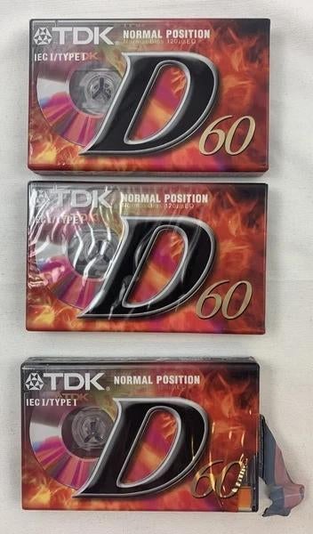 Cassette audio TDK D60 Type I 3 pièces 60 min Nouveau D-60EB, Envoi, Comme neuf, Autres genres, Vierge