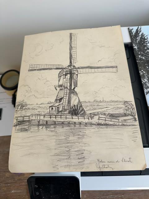 ets A. Goethals molen aan de vliet, 31 cm, Eau-forte, Enlèvement ou Envoi, Paysage