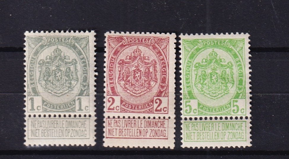 Belgique 1907 COB 81-83 **, Envoi, Non oblitéré, Neuf