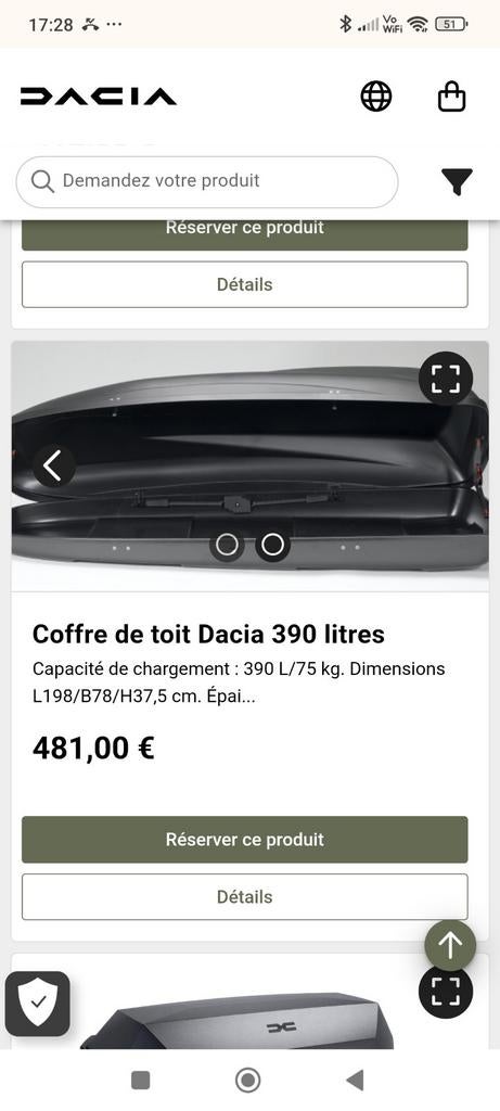 Coffre de toit Dacia Duster 3