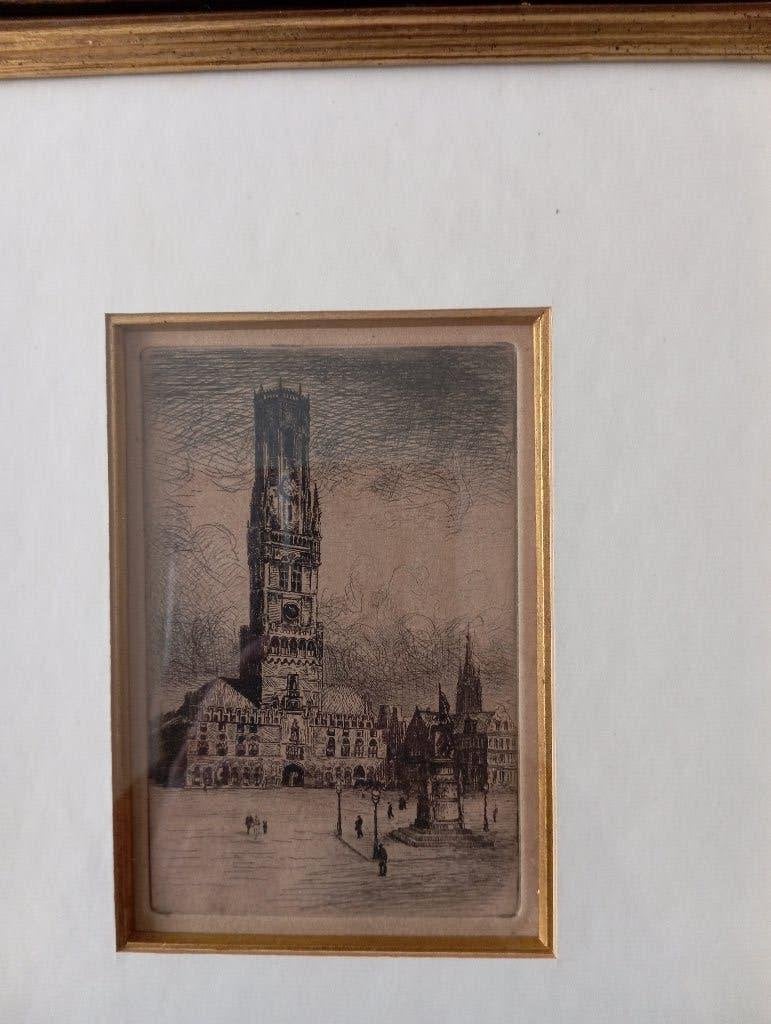 Prachtige tekening Halletoren Brugge, Ophalen