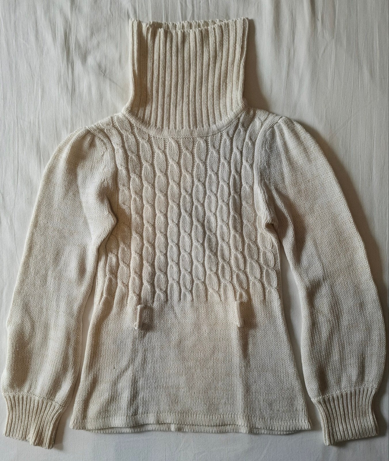 Crème gebreide coltrui – maat 146-152 – meisjes, Gebruikt, Meisje, Trui of Vest, Ophalen of Verzenden