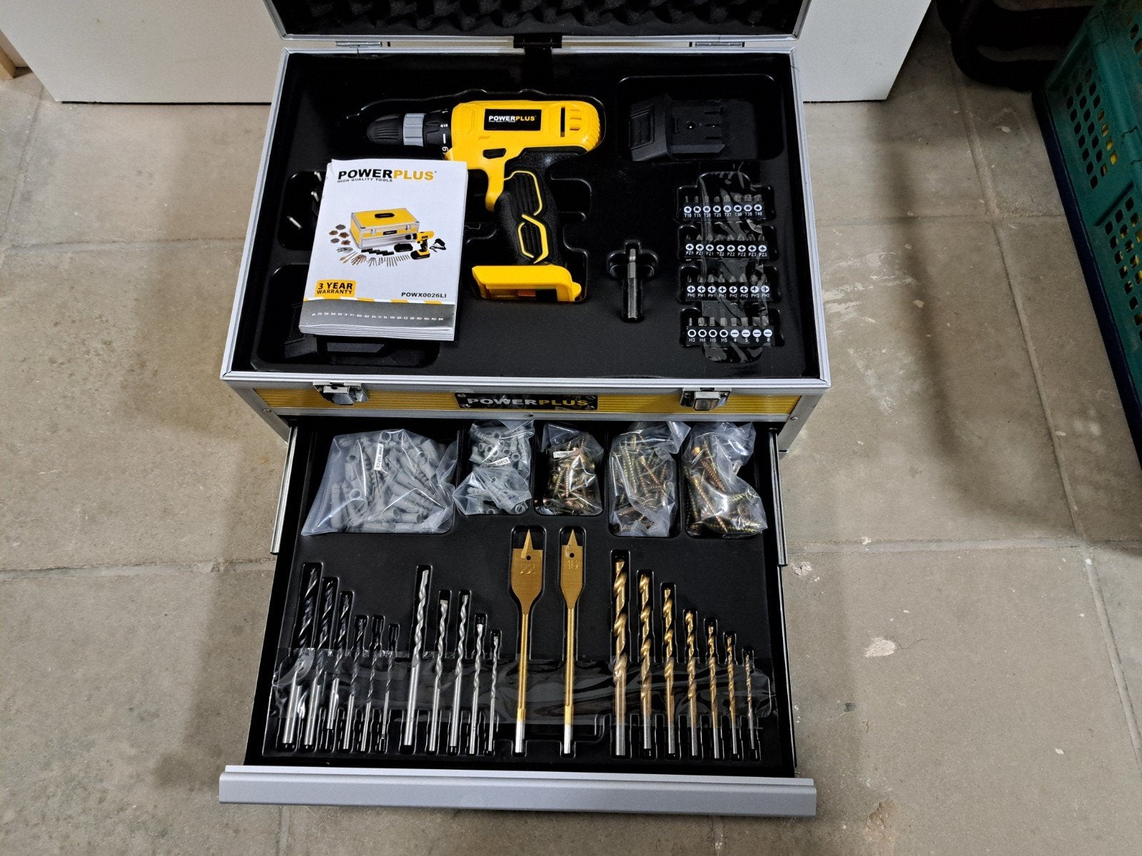 Powerplus Boormachine, Doe-het-zelf en Bouw, Gereedschap | Boormachines, Ophalen, Nieuw, Boor- en Schroefmachine, Variabele snelheid