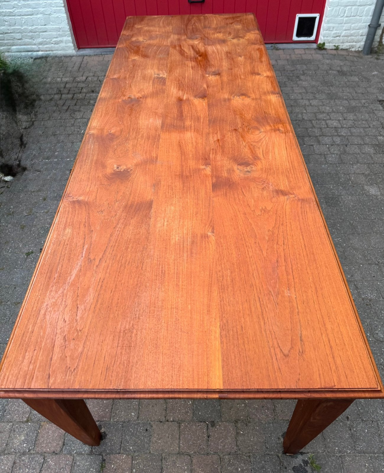 Houten teak tafel, Ophalen, Gebruikt, Teakhout, 200 cm of meer