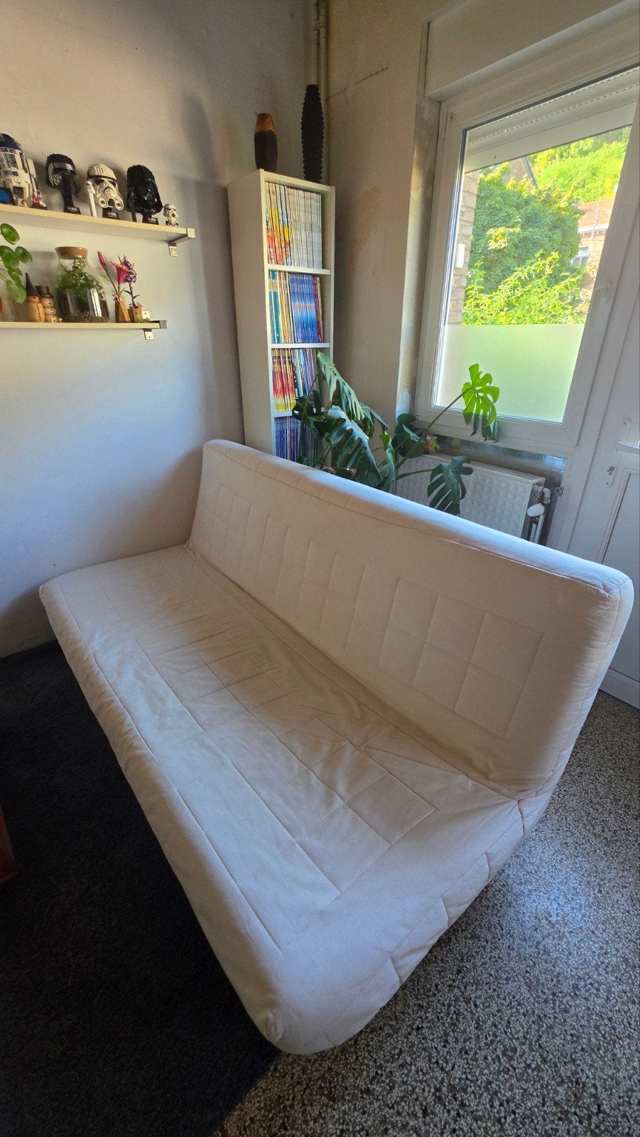 Canapé lit clic clac Ikea - idéal pour kot étudiant, Ophalen, Beige, Tweepersoons, 140 cm