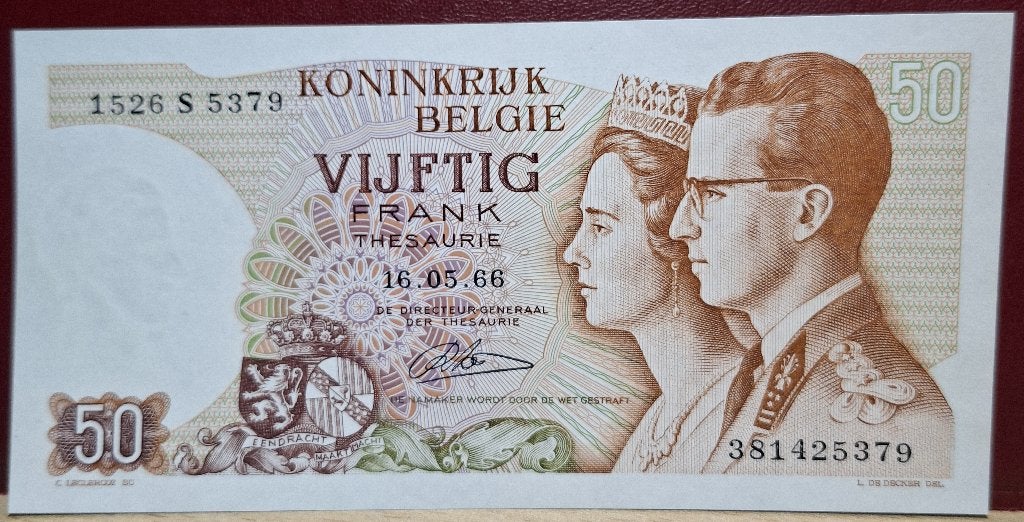 50 frank Koninklijk paar - Fdc, Ophalen of Verzenden, Los biljet