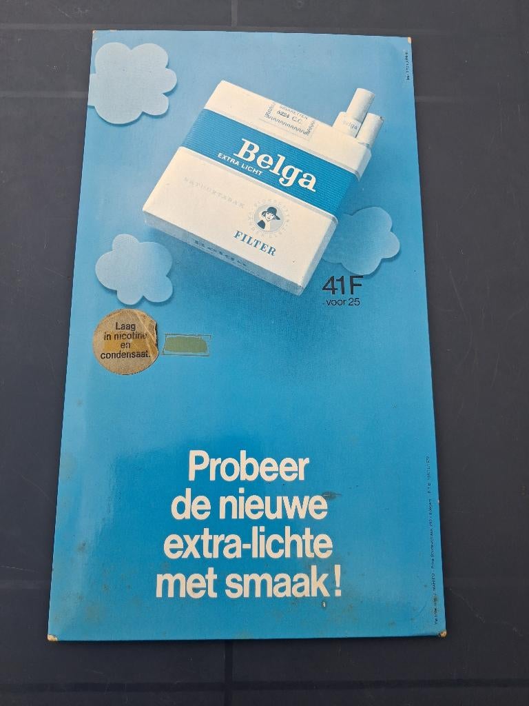 BELGA CIGARETTES année 1979, Collections, Marques & Objets publicitaires, Utilisé, Panneau publicitaire, Enlèvement ou Envoi