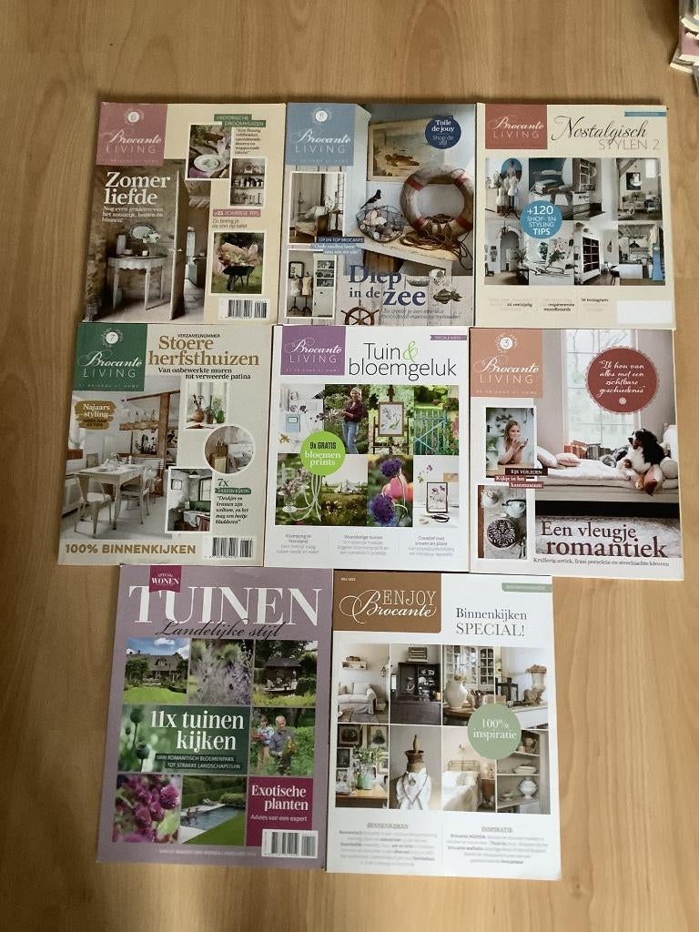 8 woonmagazines Brocante living, Tuinen, enjoy, Boeken, Ophalen of Verzenden, Zo goed als nieuw
