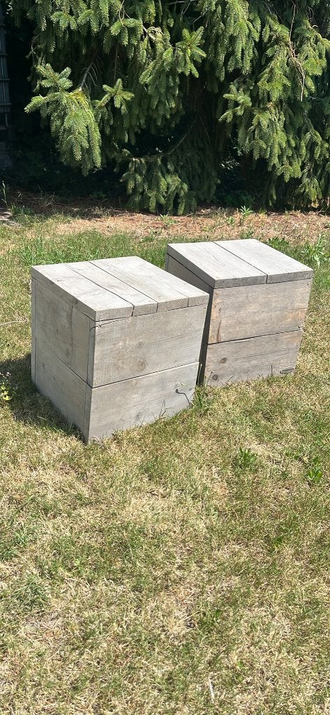 Zitblok/bijzettafel, Tuin en Terras, Tuinbanken, Ophalen, Gebruikt, Teakhout
