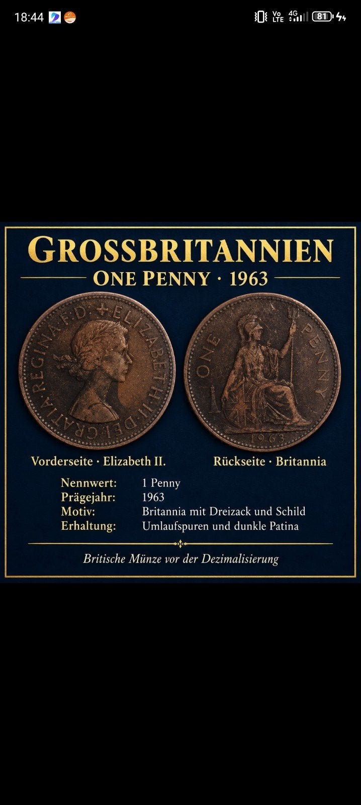 munt elizabeth 1963 brittania, Ophalen of Verzenden