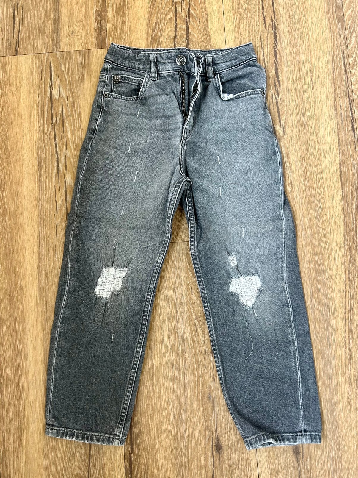 Jeans Kind Maat 128, Ophalen of Verzenden, Zo goed als nieuw, Grijs, Overige jeansmaten