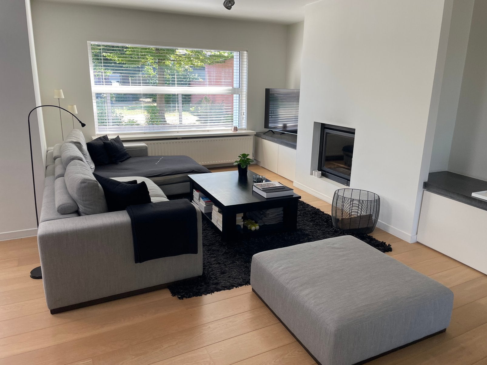Hoeksalon te koop; 5zit + salontafel  +. Tapijt, 150 cm ou plus, Enlèvement, Utilisé, 100 à 125 cm