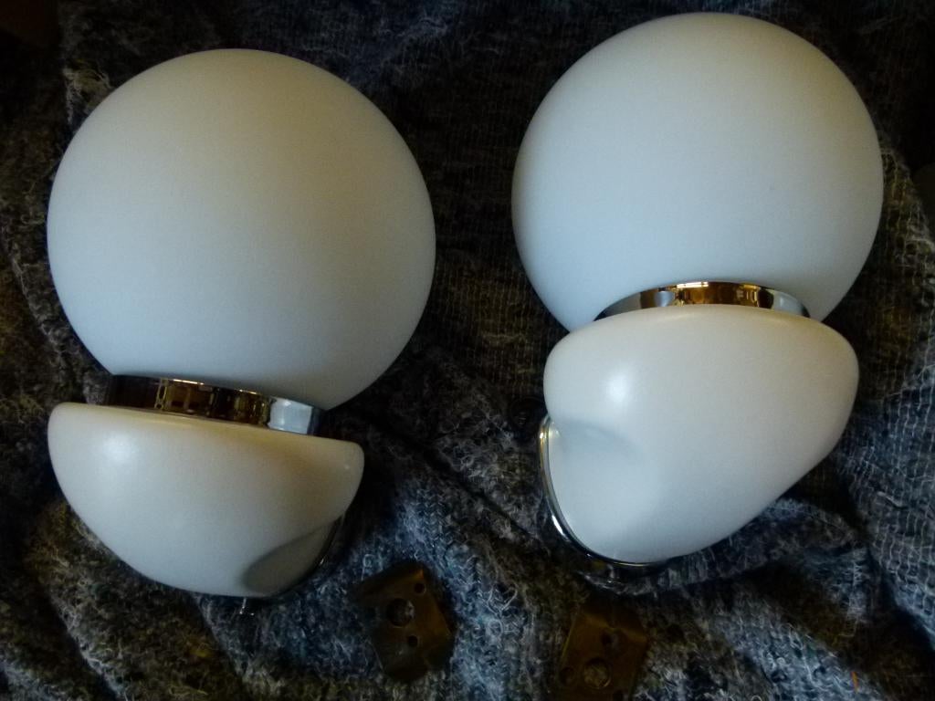 vintage set wandlampen Luigi Colani space age Jasmin, Huis en Inrichting, Lampen | Wandlampen, Ophalen, Zo goed als nieuw, Glas