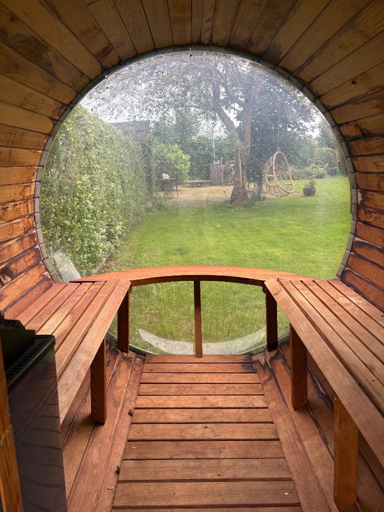 Barrel sauna gereserveerd, Sport en Fitness, Ophalen, Gebruikt, Fins of Traditioneel, Complete sauna