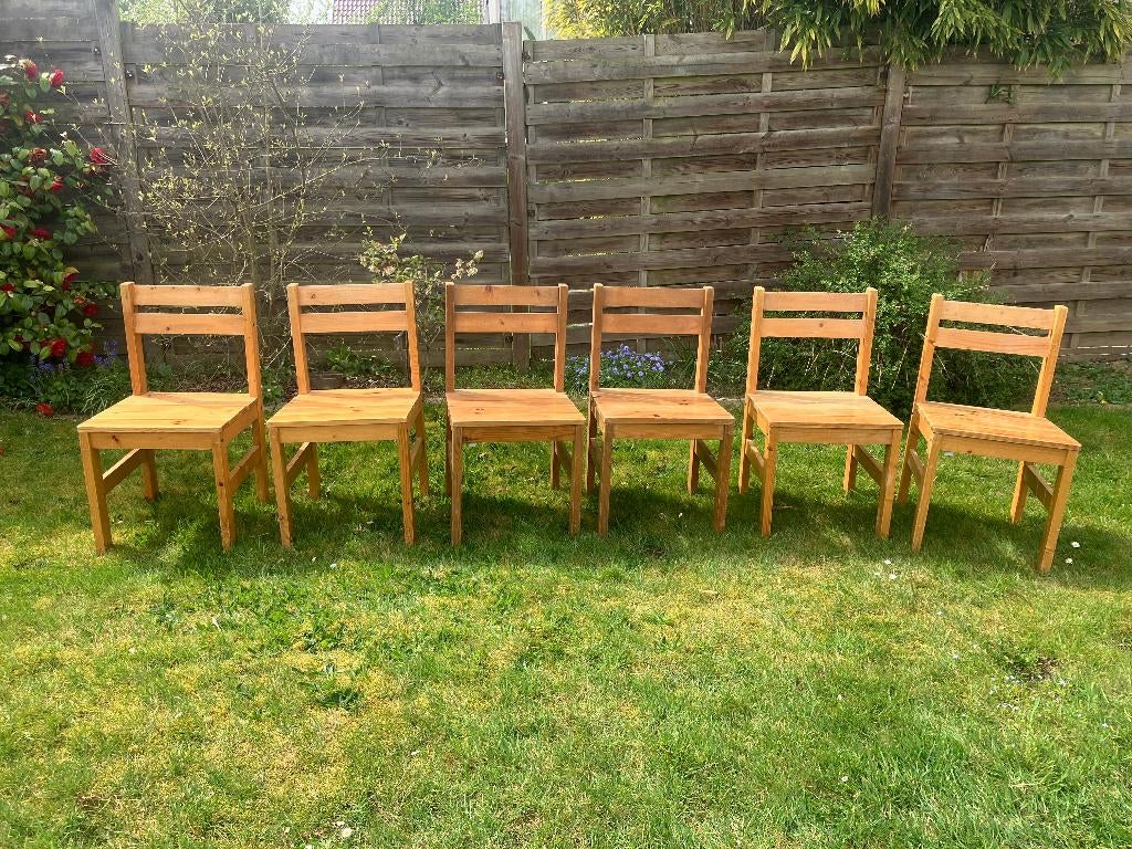 6 grenen stoelen, Ophalen, Gebruikt, Hout