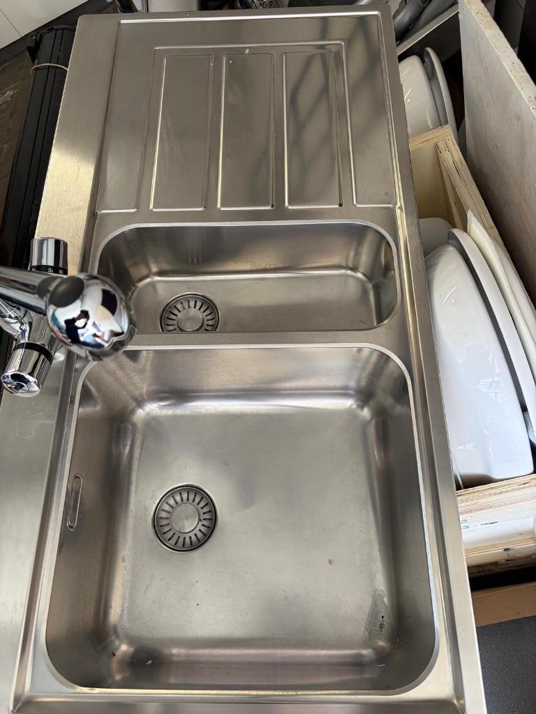 Wastafel Franke incl kraan, Doe-het-zelf en Bouw, Ophalen, Gebruikt, Inox, Wastafel