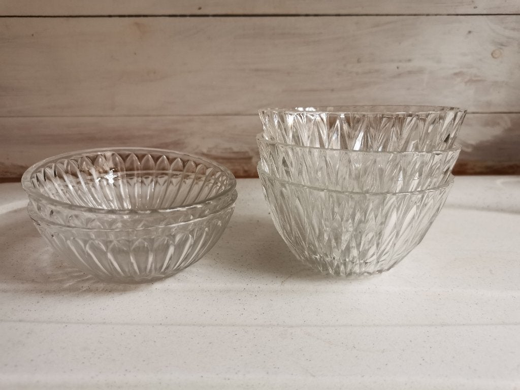 Vintage dessertkommetjes dessert schaaltje, prijs per stuk., Ophalen of Verzenden, Zo goed als nieuw, Glas, Vintage