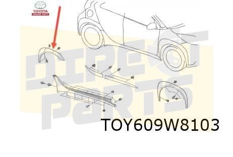 Toyota Aygo X 12/25- (B70) wielkuiplijst achterscherm Links, Neuf, -, Toyota, -