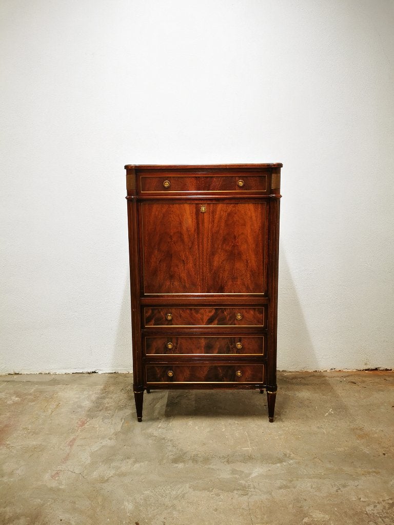 Vintage Mahonie Barkast in Lodewijk XVI - stijl, Ophalen, Gebruikt